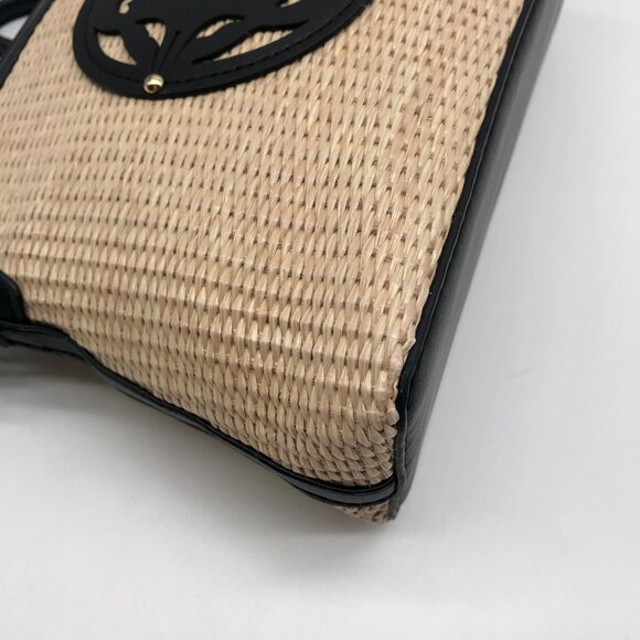 Nanette Lepore Black & Neutral Thea Straw Dome Crossbody & Wallet - Picture 6 of 11